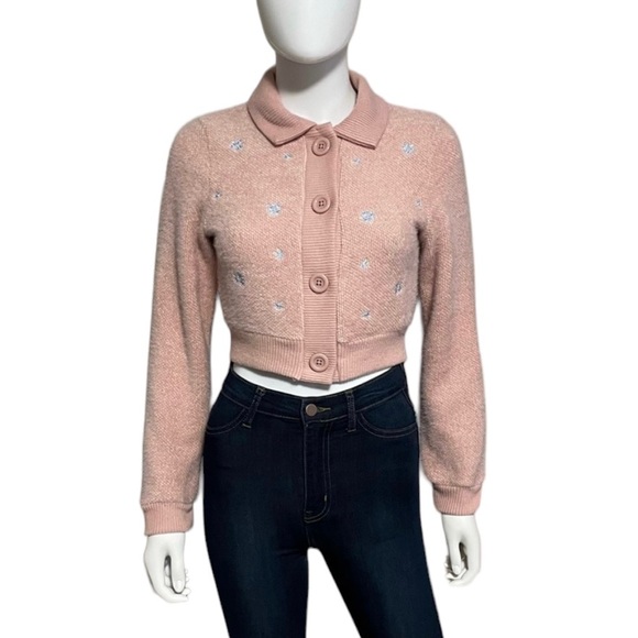 Zara Sweaters - Zara Pink Cropped Cardigan